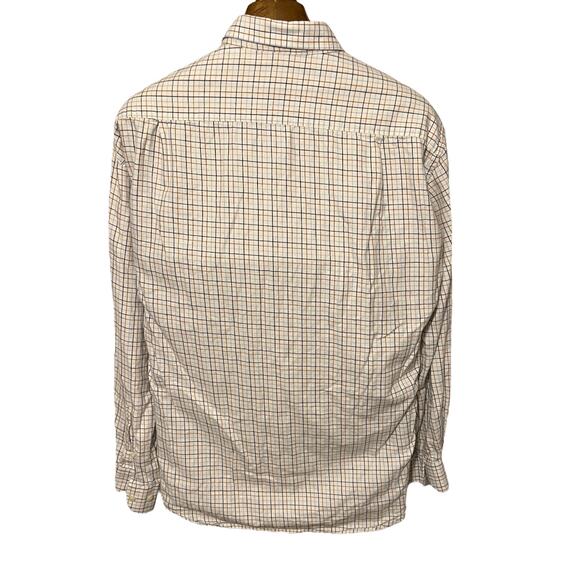 Beretta Long Sleeve Button Down Shirt White Blue Tan Check 100% Cotton Size 2XL - Picture 3 of 4